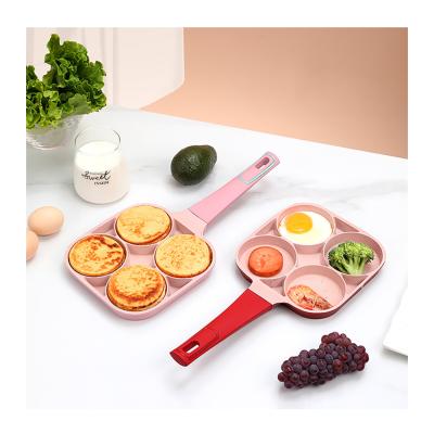 China JX- 4 Hole Breakfast Egg Ham Fried Pan Non-Stick Burger Steak Frying Pan Thickened Omelet Cooker Pan for Kitchen for sale