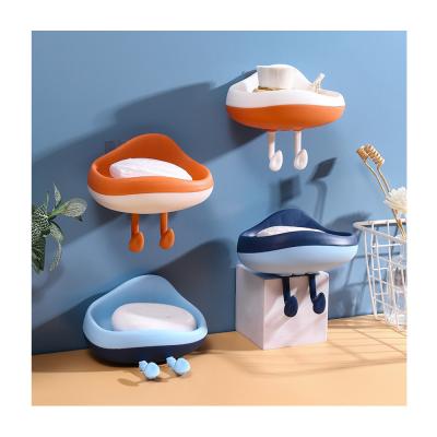 China JX- Creative Cloud Shape Wall Hanging Drain Soap Box Household Viable Toilet Free Punching Creative Cartoon Soap Box Holder With Hook for sale