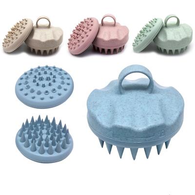 China New Arrival Fashionable Wheat Straw Head Massager Shampoo Scalp Hair Massage Brush And Bath Brush Comb Set In Pink Color for sale