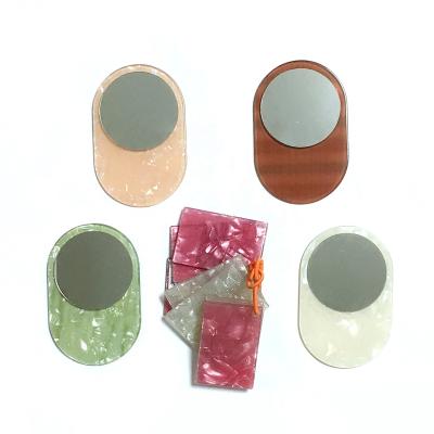 China Cute Vintage Cellulose Acetate Mini Mirror Lighted Pocket Simple 2020 Makeup Mirrors Custom Logo Color for sale