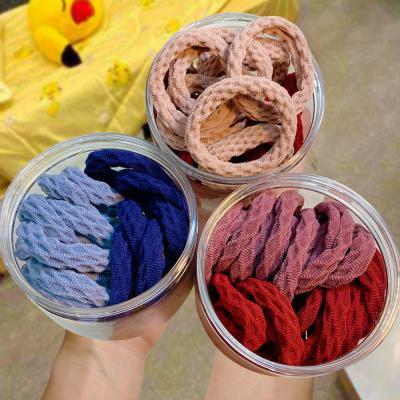 China Solid Color Women Stripe Elastic Hair Bands Handmade Hair Bands Girls Ponytail Holder Elastic Scrunchie for sale