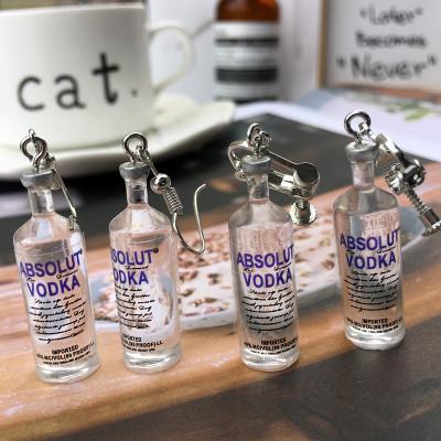 China Cute Creative Cool Vodka Bottle Drop Earrings For Women Girl 2020 Style Funny Drinking Earrings for sale