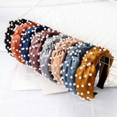 China New Design Fashion Fashion Simple Cheap Pearl Headband Wide Headband For Girls Woman for sale