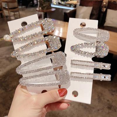 China Fashionable Clip Girls Hair Rhinestone Hair Barrette Stick Snap Hair Styling Accessories Hairpins for sale