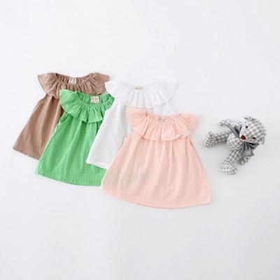 China Anti-pilling simple one piece summer blouse neck designs for kids baby tops for sale