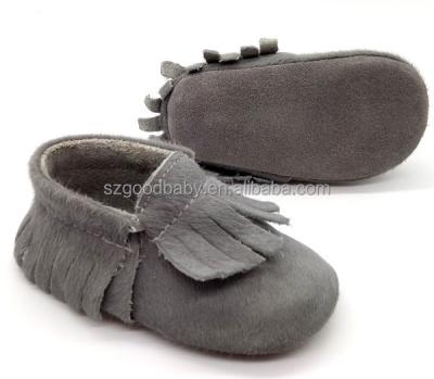 China GENUINE LEATHER soft unique booties of fringe horse skin moccs leather baby moccasins wholesale for sale