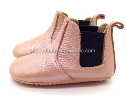 China GENUINE LEATHER in Loose Baby Rose Soft Gold Leather Walking Tough Sole Baby Boots for sale