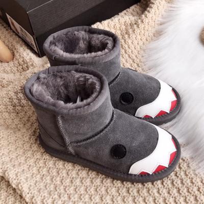 China Round Design Gray Suede Shark Boots Children Winter Kids Flat Boots For Kids for sale