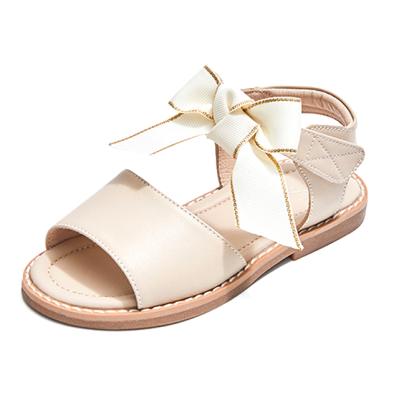 China Smooth leather bow designer sandal kids strappy black beige breathable 2021 kids sandals for sale