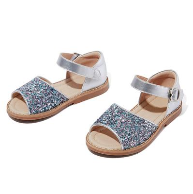 China Causal Gold Glitter Leather Girl Kids Sandals Kids Light Silver Light Sandal Design Causal Stylish Shoes for sale