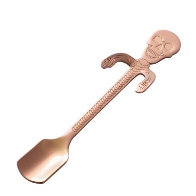 China Durable 18/10 Stainless Steel Skeleton Spoon All Saint's Day Bone Spoon Gold Plated Teaspoon Halloween Cutlery for sale