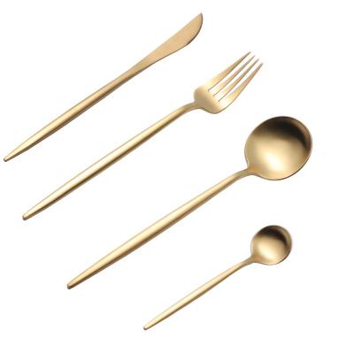 China Sustainable Bulk Gold Plated Stainless Steel Cutlery Set Titanium Gold Flatware PVD Plated Gold Spoons For Kitchen for sale