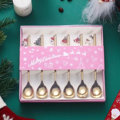 China Fashion Cartoon Teaspoon Stainless Steel Christmas Spoon Gift Viable Set for sale