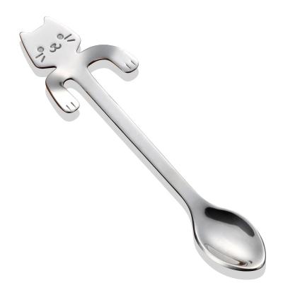 China Viable Creative Tableware 18/8 Stainless Steel Teaspoons Fashion Style Cat Spoon Stainless Steel Tea Spoon for sale