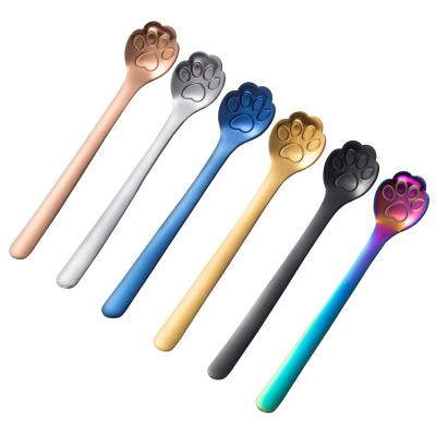 China Viable Tea Spoon Stainless Steel Cat Foot Spoon Cat Claw Spoon Beautiful for sale