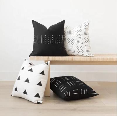 China Amazon Anti-Static Hot Selling Black And White Geometric Printed Boho Cushion Covers For Home Decor for sale