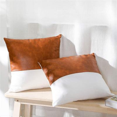 China PORTABLE Leather European Style Sofa Faux Leather Cushion Covers Amazon PU Pillow Cover 18 x 18 Pillowcase for sale