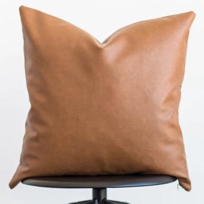 China Nordic Home Decorative Folded Brown Cushion Covers For Sofa Decoration , Faux Leather Cushion Cover for sale