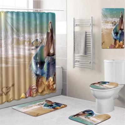 China Sustainable Mermaid Shower Curtain, Wholesale Shower Curtains Set, Kids Shower Curtain Sets for sale