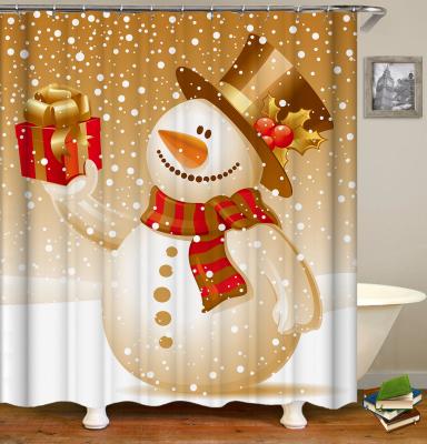 China Merry Christmas Shower Curtains Waterproof Home Sustainable Bathroom Curtain Plus Shower Curtain With Hooks for sale