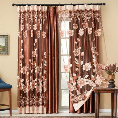 China Luxury Blackout Gold Jacquard Embroidered Sun To Block Thermal Insulated Curtains For Living Room Polyester Blackout Curtain Window for sale