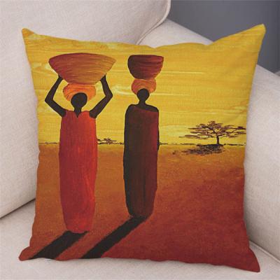 China Lady Africa Geometric Oil Colored Women Cushion Cover African Woman Cushion Cover Dancing Folded Dance Cover for sale