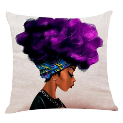 China 3D Women African Cushion Cover Car Pillowcases Cotton Linen Fundas Cojines Home African Tile Case Cover for sale