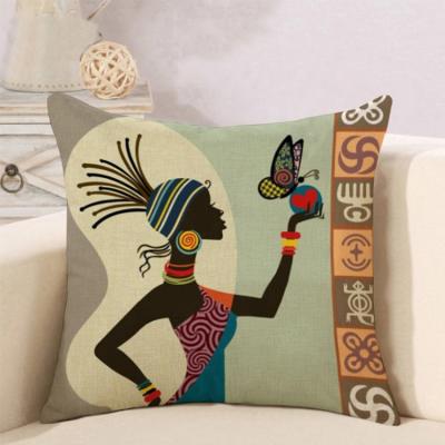 China Printed Canvas Folded Cotton Cushion Covers, Hot Sale African Woman Cushion Cover for sale