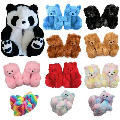 China Fashion Trend Manufacturer Wholesale 3D Teddybear Women Kids Girls Cute Non-slip Lovely Plush Stuffed Teddie Slipper Novelty Animal Teddy Bear for sale