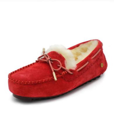 China Anti-Smell Autumn Winter Australian Sheepskin Women Super Thick Premium Sheepskin Moccasin Slippers for sale