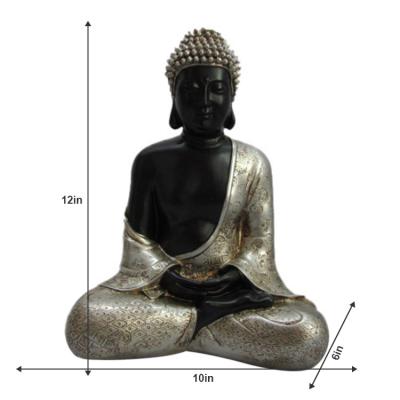 China JiXin OEM ODM Buddha Global Handmade Collectable For Decor Home Decor Silver Meditation Praying Buddha Statue Figurine Resin Crafts for sale