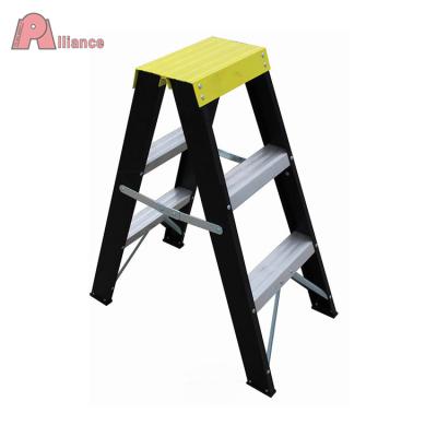 China Double Folding Ladders 2 Side Aluminum 3 Step Ladder for sale