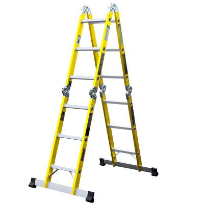 China Functional Folding Ladders Fiberglass Step Ladder Extended Ladder with Stabilizers Telescopic Fiberglass Multi Purpose Ladder for sale