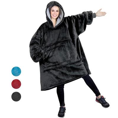 China Oversized Sherpa TV Blanket Anti-pilling Hoodie Blanket Flannel Fleece Luxury Reversible Sweatshirt Blanket for sale