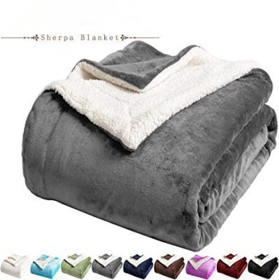 China Soft Warm And Durable Double Layer Sherpa Throw Blankets Thickened Reversible Sherpa Fleece Throw Blanket for sale