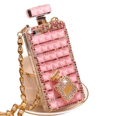 China Shockproof Aesthetic Perfume Satchel With Diamond Phone Case For i Phone 13 Series Pocket Rhinestone Case for sale