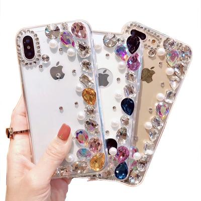 China Bling Diamond Cover Lady Phone Case For i Shockproof Rhinestone Phone 8 Plus Plated CASE for sale