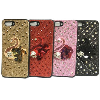 China Shockproof For itel A33+ S17 P37 Pro SPARK GO Swan 2022 Bling Rhinestone Leather Case Cover Shinny Diamond Case for sale