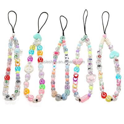 China Unique Phone Chains For Beautiful Women Cell Phone Decoration Jewelry Colorful Handmade Mobile Phone Straps for sale