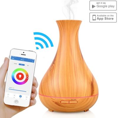 中国 大きい部屋のための木製の穀物400ml 2.4MHZ Wifiのスマートな香りの拡散器 販売のため