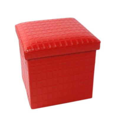 China stool home & High Quality Ottoman Square 38*38*38 PVC Leather Folding Storage Ottoman For Furniture for sale