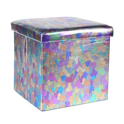 China China Square Foldable Fabric Printed Design Storage Ottoman Square Stool Printed Stool for sale