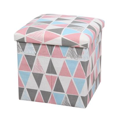 China stool home & Popular Ottoman China 38*38*38CM Folding Square Fabric Printed Furniture Ottoman Canvas Storage for sale