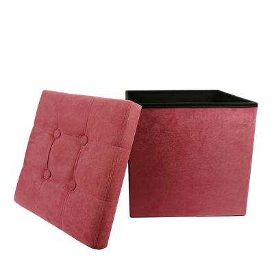 China stool home & Ottoman Suede Storage Stool & Foldable Square Stool & Square Stool With Strong Lid for sale