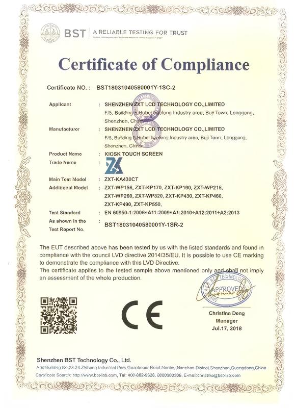 CE - Shenzhen ZXT LCD Technology Co.,Ltd