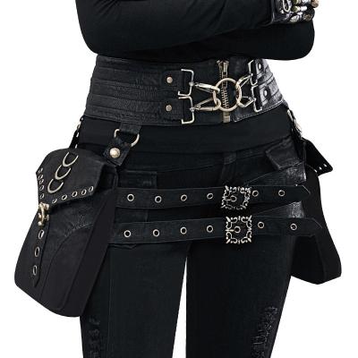 China Retro Fashion Steampunk Fanny Drop Leg Bag Rock Hold Belt Leather Bag For Women Motorcycle Cross - Body Shoulder Bags for sale