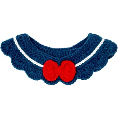 China New stocked wholesale handmade bib knitted wool crochet dog cat bib collar for sale