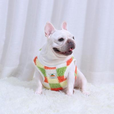 China Wholesale Stocked Autumn Winter Dog Thicken Warm Clothes Dog Fleece Plaid Vest Hoodies for sale