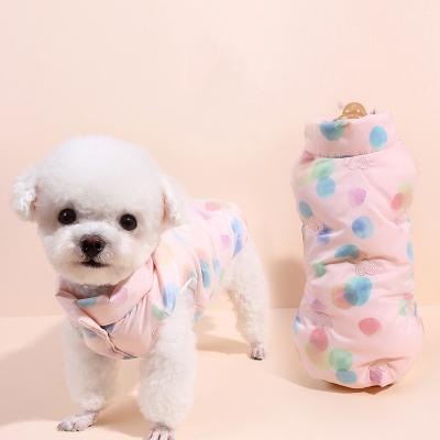 China Wholesale Autumn Winter Pet Dog Sleeveless Love Heart Embroidery Stocked Down Vest Cotton-padded for sale