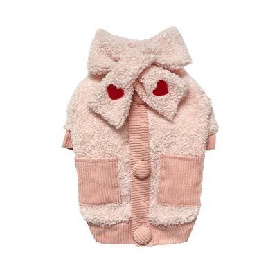 China Soft Stocked Autumn Winter Fashion Designer Pet Dog Thicken Warm Fleece Hoodies With Scarf for sale